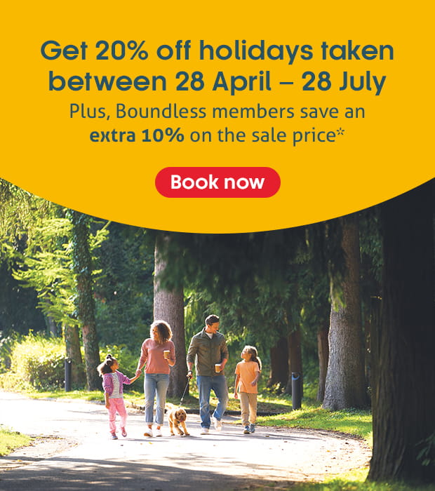 Get 20% off holidays taken between 28 April - 28 July